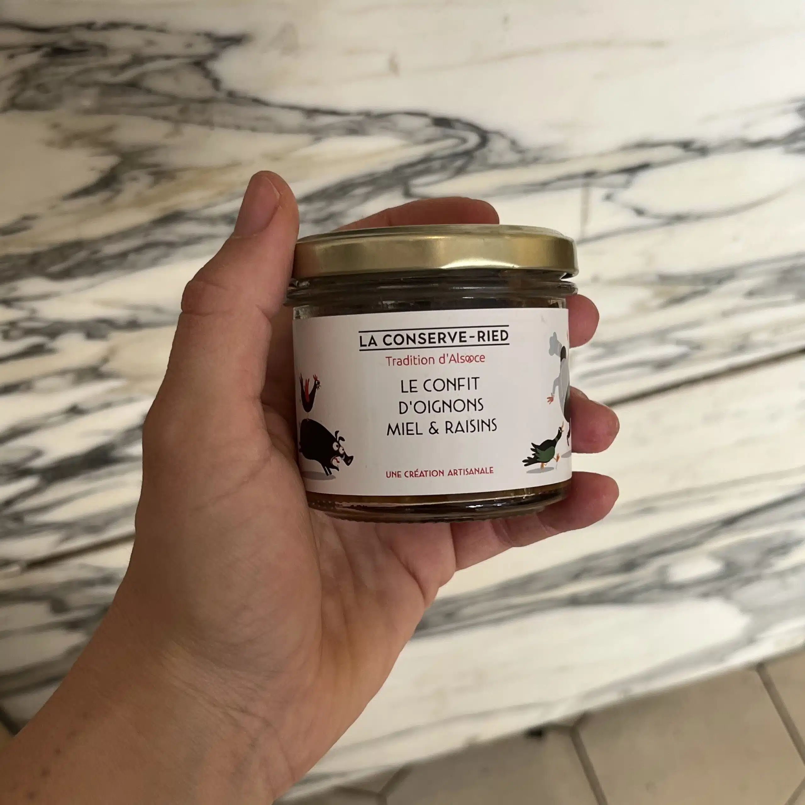 Confit d'oignons, raisins et miel